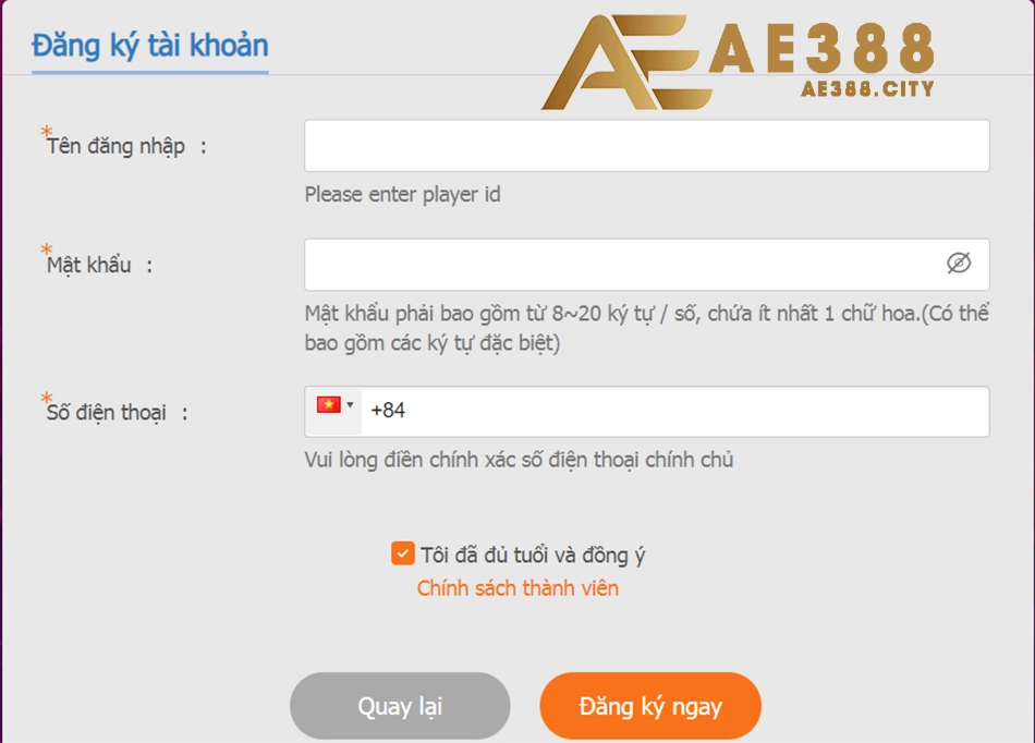 các bước hướng dẫn sử dụng sau khi tải app AE388